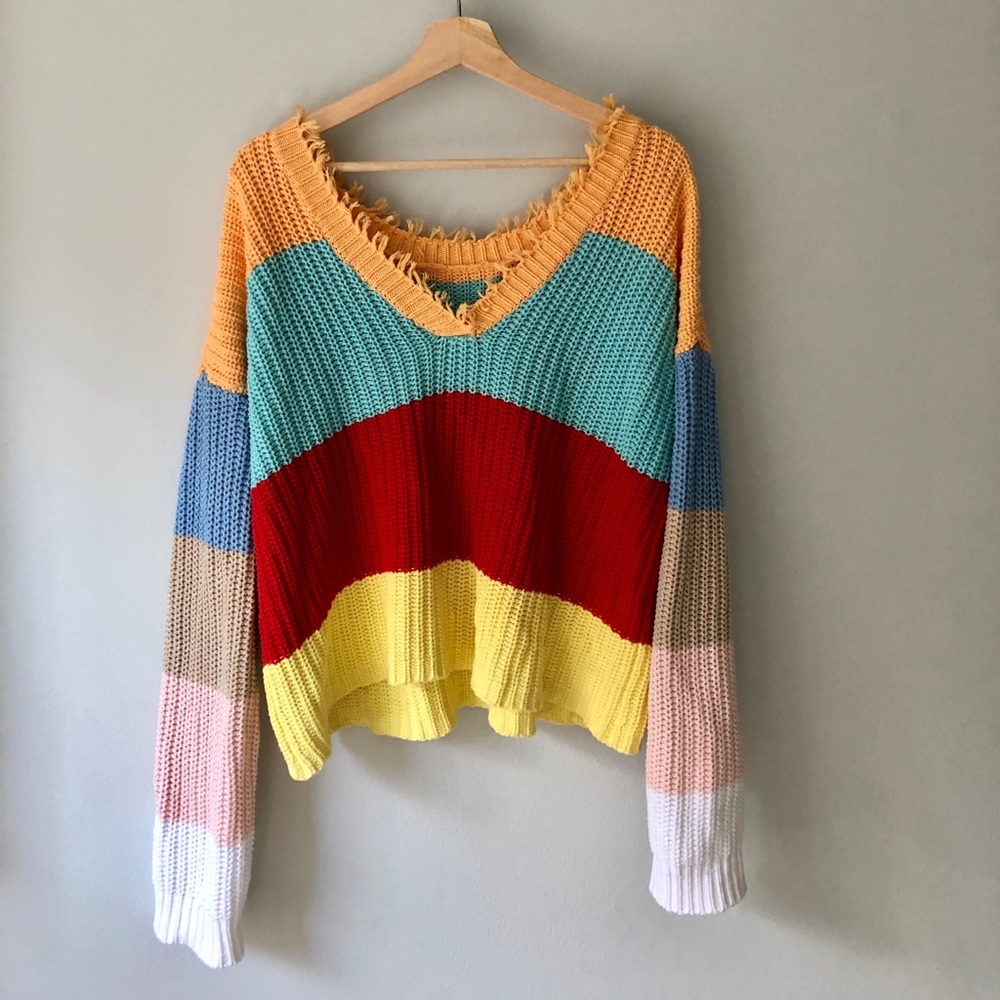 Color-block 100% cotton sweater by 525 America